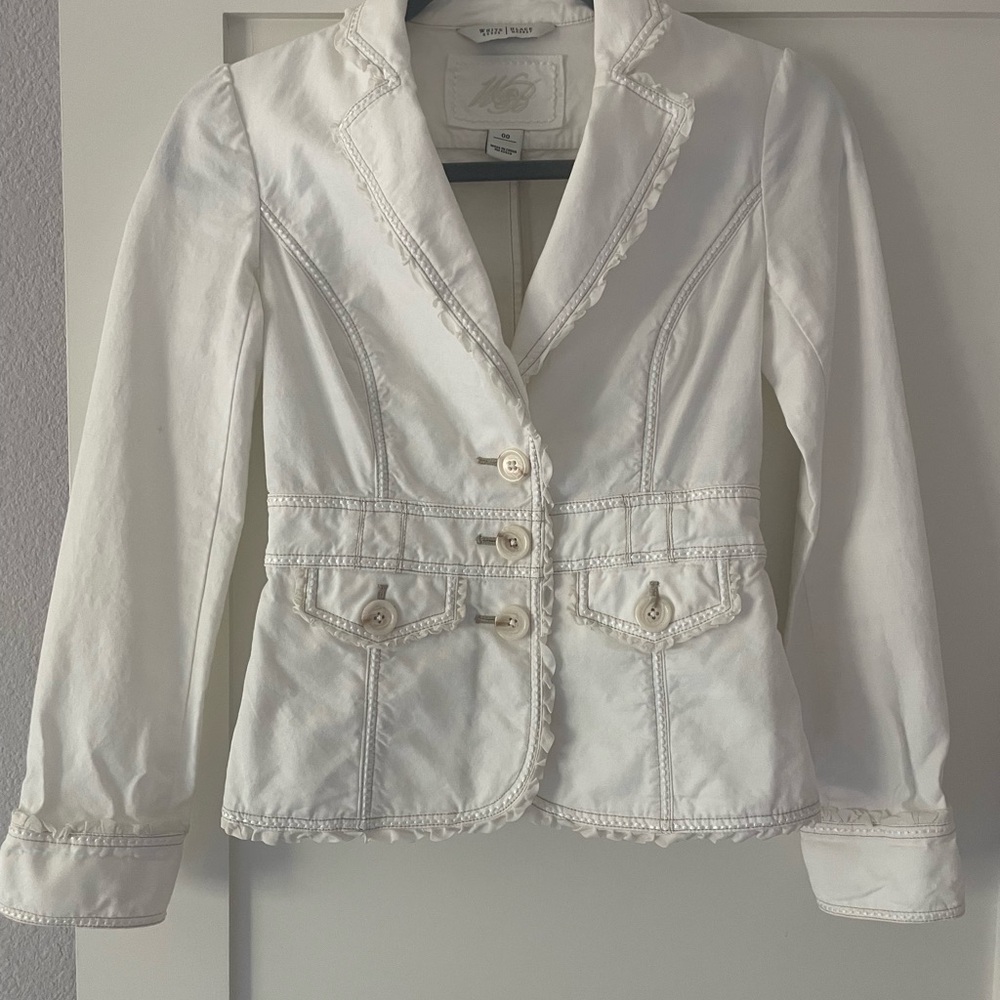 White House Black Market Ivory Blazer with Button Accents
